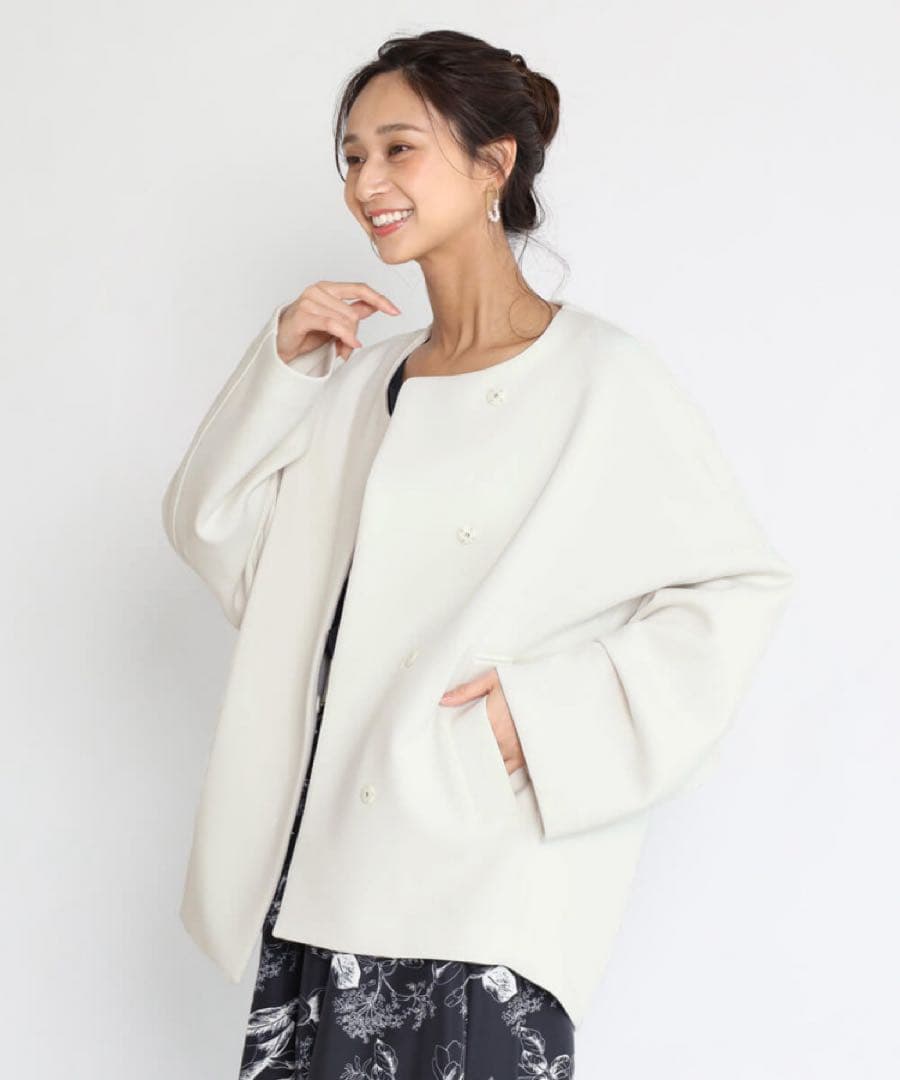 【新品】ヤマダヤ　福袋　fennel ノーカラーミドルポンチコート　アイボリー