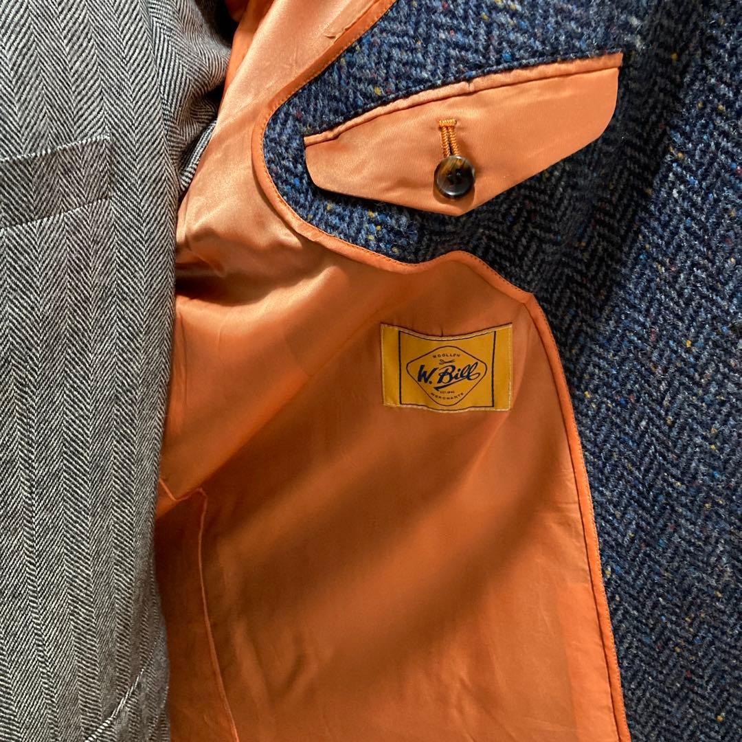 大幅値下げ‼️メンズコート　バルマーカン　ツイード　ロングコート　ブルー系