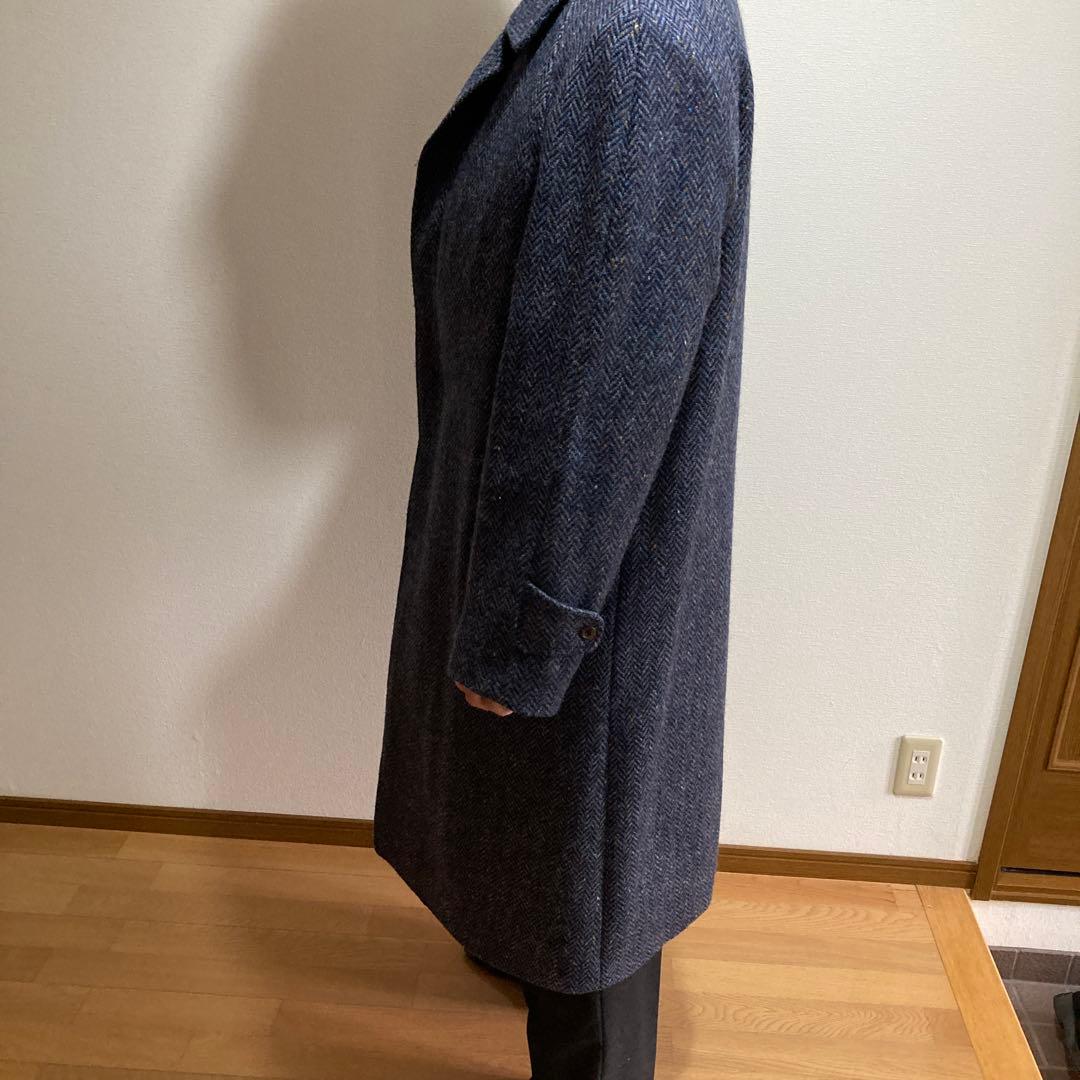 大幅値下げ‼️メンズコート　バルマーカン　ツイード　ロングコート　ブルー系