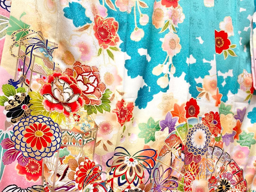 ⭐︎K0832 美品 正絹 振袖 レンタル店放出品 ガード加工 古典柄 11号