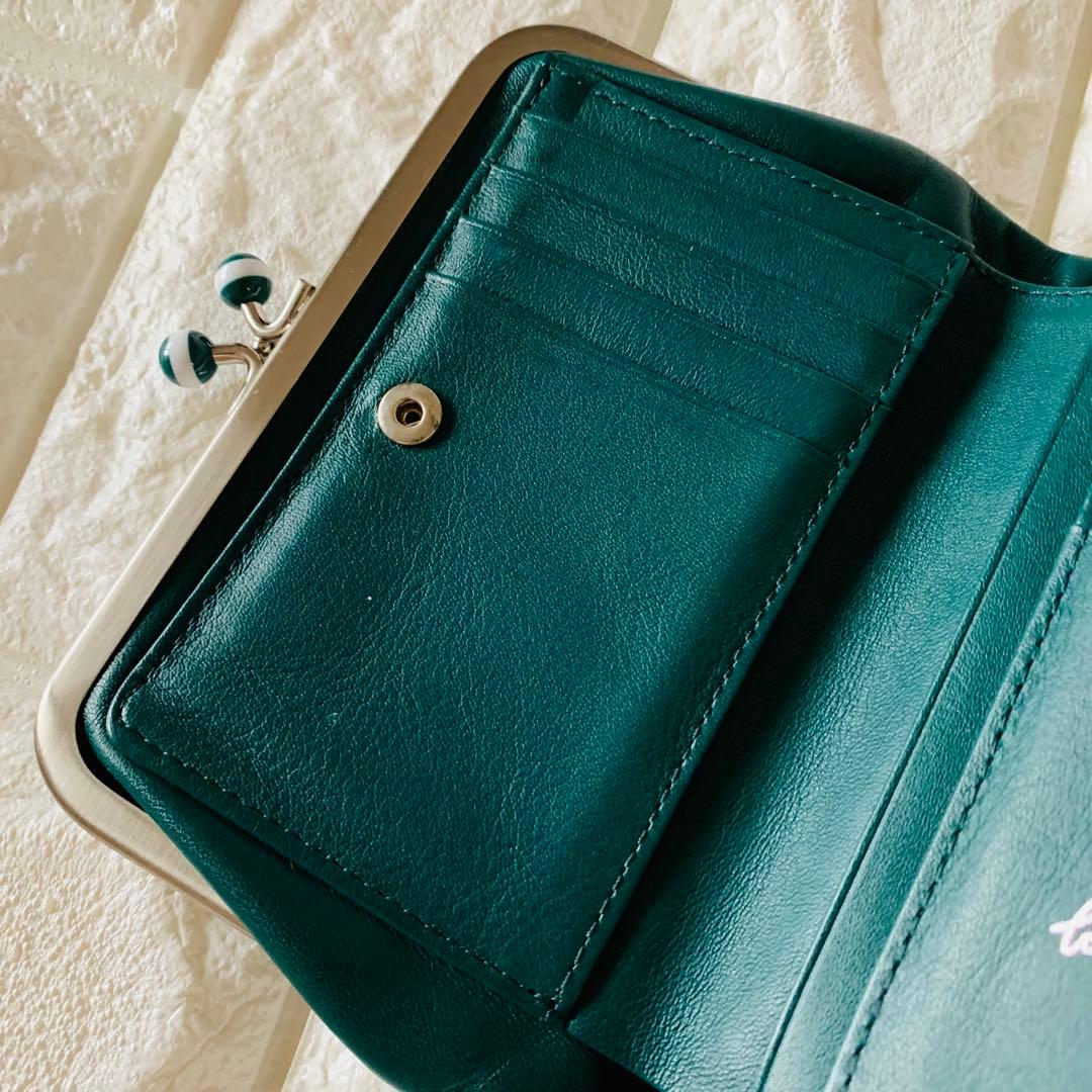 ◆agnes b アニエスベー がま口 二つ折り財布 グリーン
