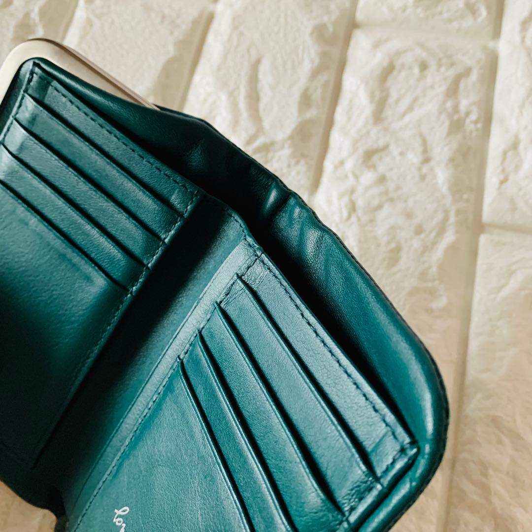 ◆agnes b アニエスベー がま口 二つ折り財布 グリーン