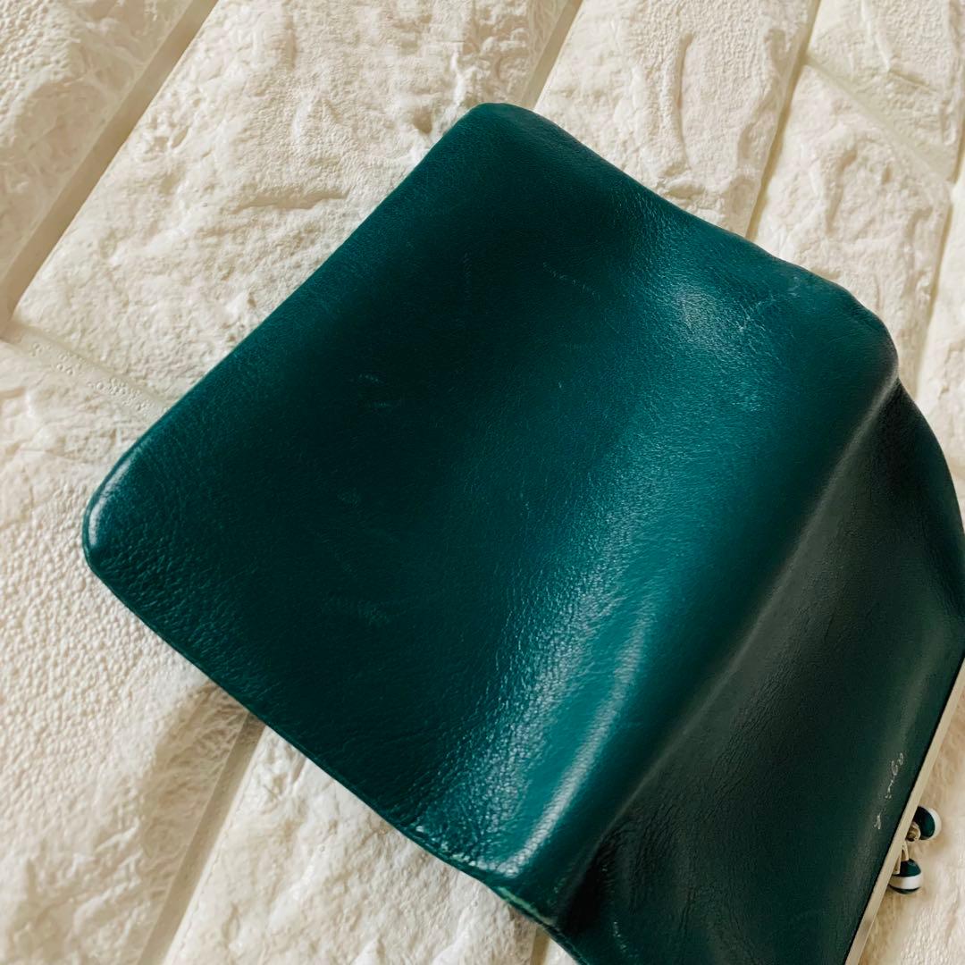 ◆agnes b アニエスベー がま口 二つ折り財布 グリーン