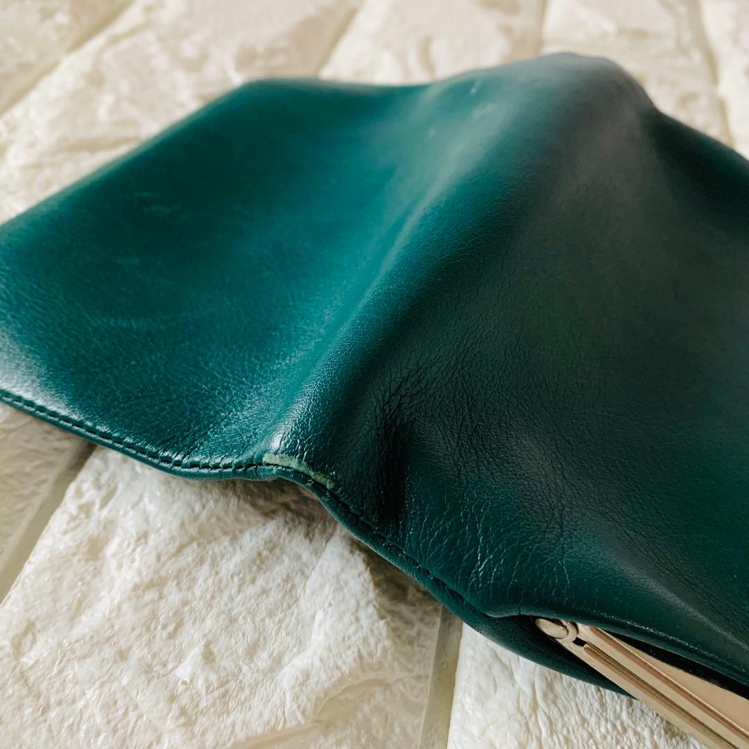 ◆agnes b アニエスベー がま口 二つ折り財布 グリーン