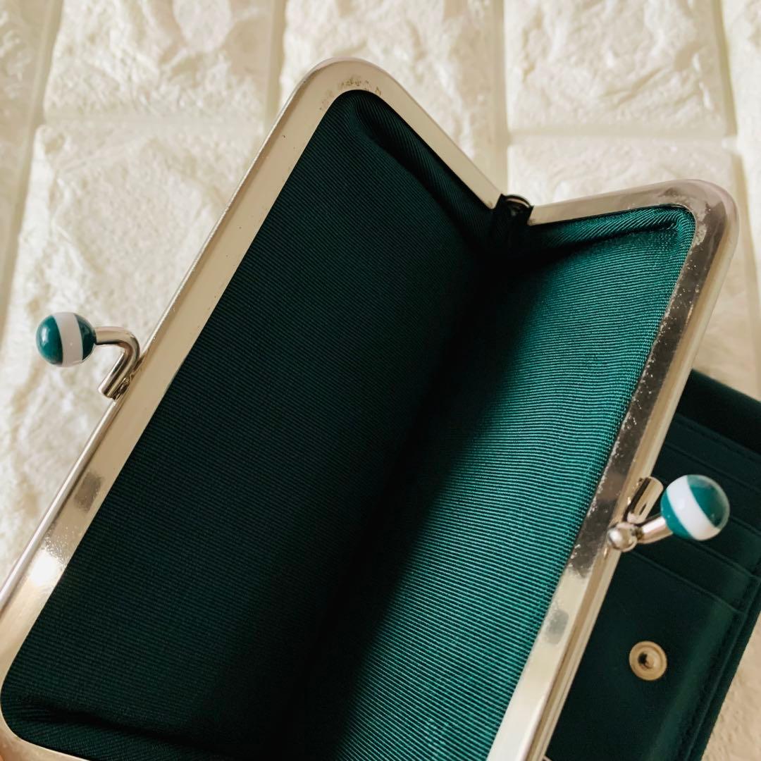◆agnes b アニエスベー がま口 二つ折り財布 グリーン