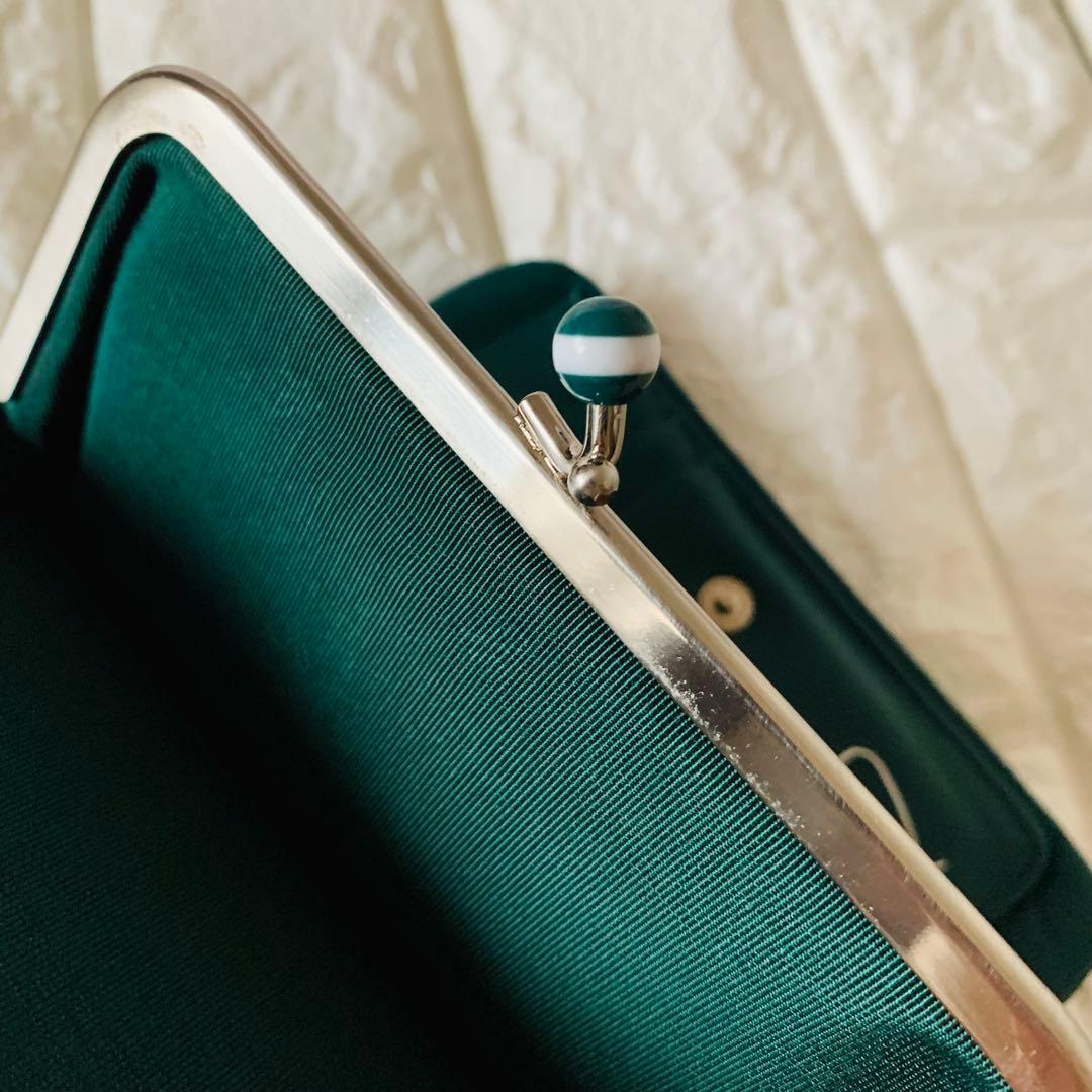 ◆agnes b アニエスベー がま口 二つ折り財布 グリーン