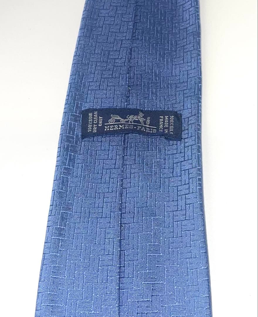 美品 エルメス ハイブランド ネクタイ ファソネ H柄 ブルー系 高級
