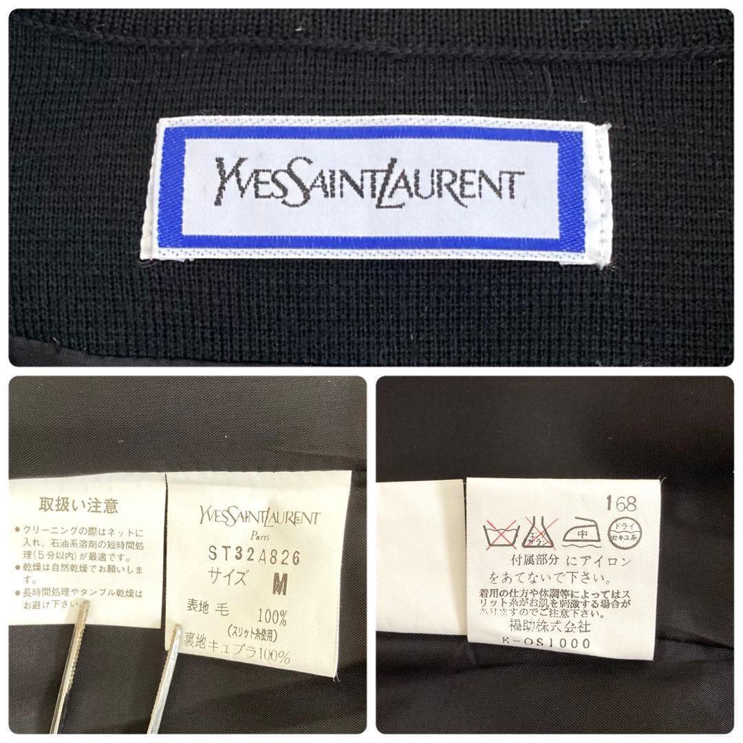 イヴサンローラン 金刺繍装飾 ナポレオン ノーカラージャケット M ブラック