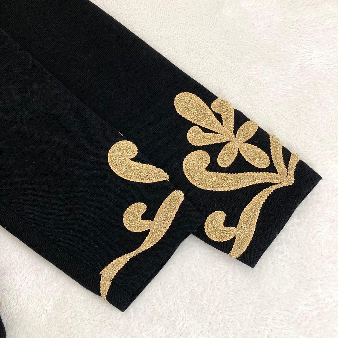 イヴサンローラン 金刺繍装飾 ナポレオン ノーカラージャケット M ブラック