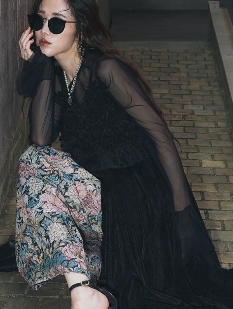 新品未使用AUBERY ベロアフリルキャミソール OPゴブランスカートセット