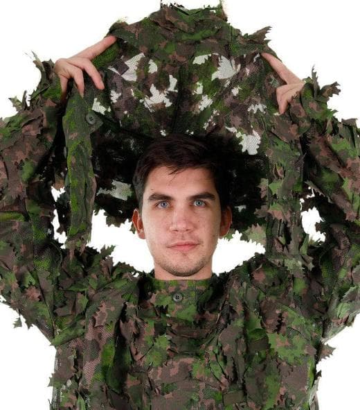 サバゲー装備 ギリースーツ 上下セット フェイスマスク付き 迷彩 3Dリーフ