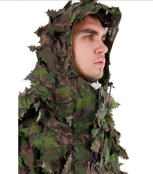 サバゲー装備 ギリースーツ 上下セット フェイスマスク付き 迷彩 3Dリーフ