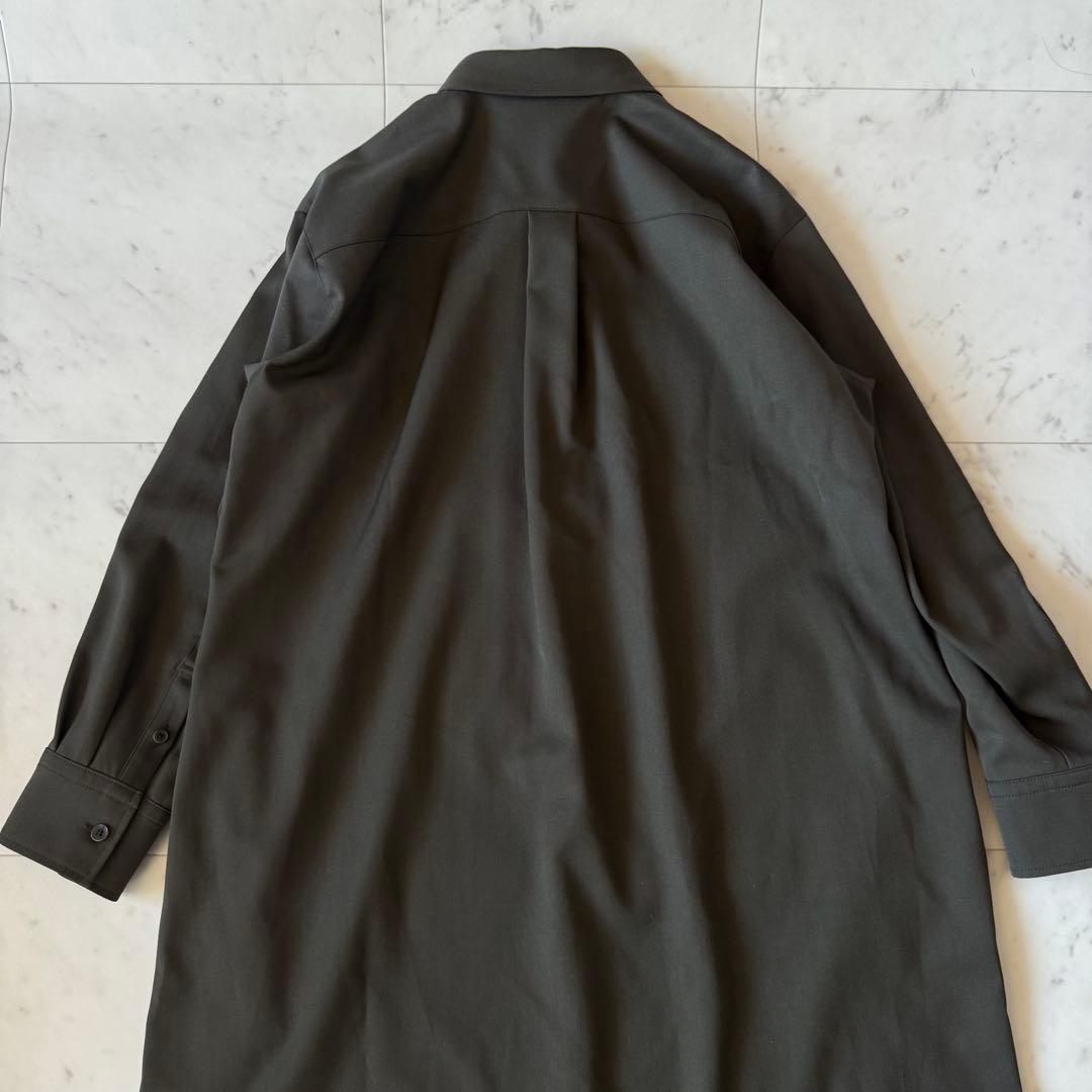 23区　シャツワンピース　ウール100 カーキ　ウエストリボン