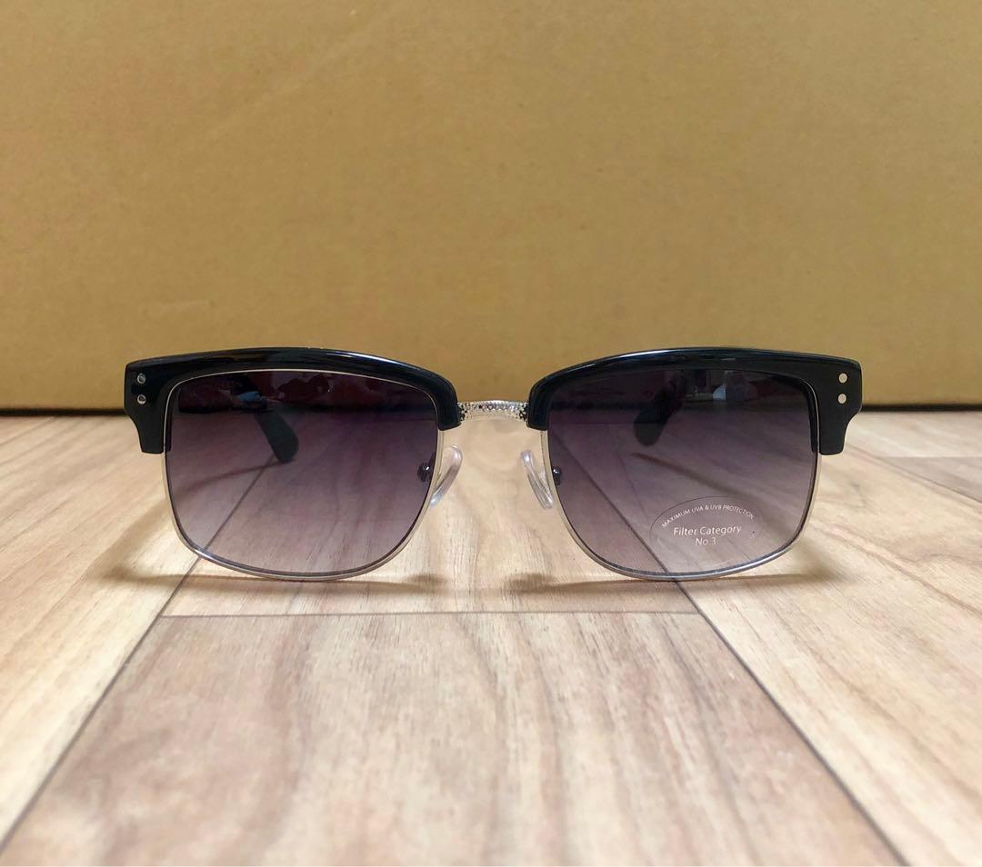 新品 Pretty Green サングラス ブラック ハーフリム メガネ 眼鏡