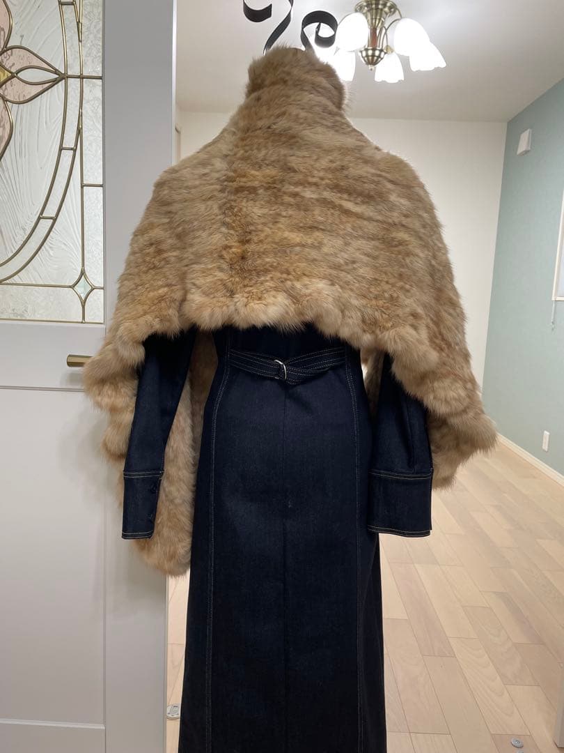 ゴールデンセーブル肉厚編み込みポンチョ ショート丈ケープ