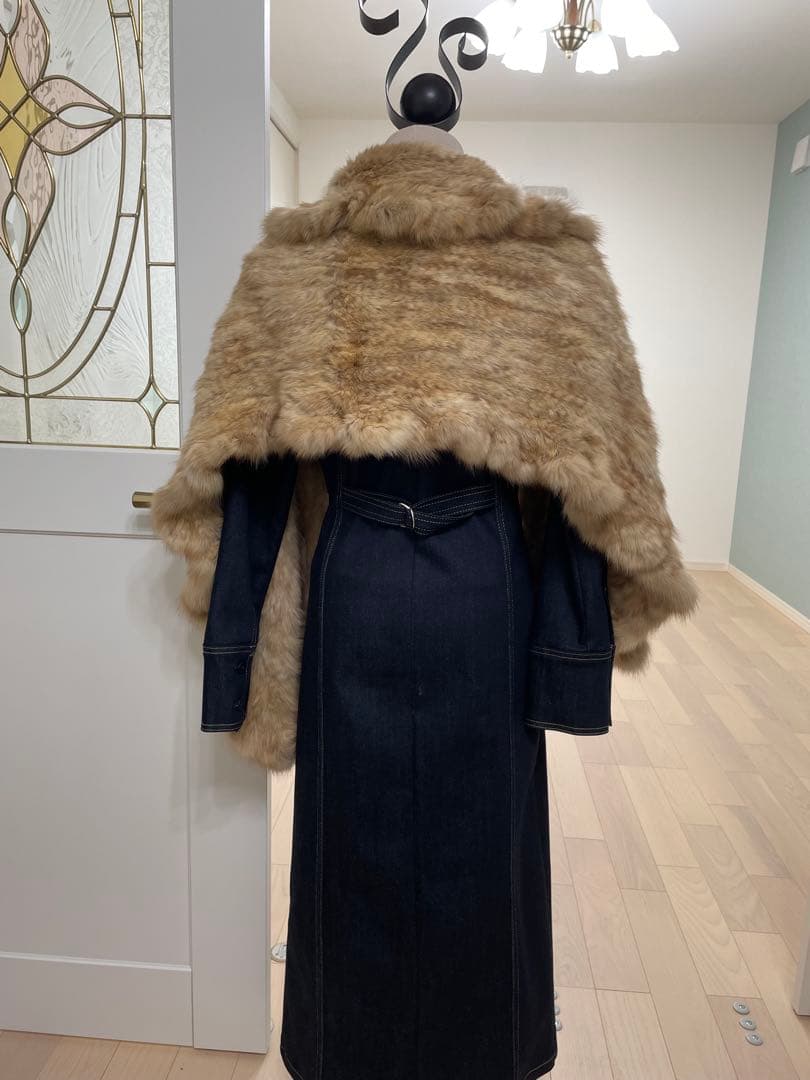 ゴールデンセーブル肉厚編み込みポンチョ ショート丈ケープ