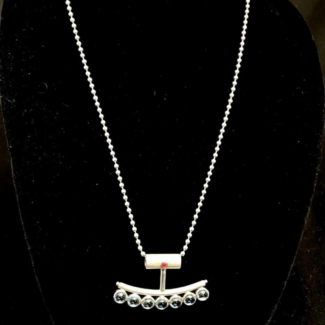 シルバー925 k18 ヴィンテージ ネックレス　ルビー　イタリア