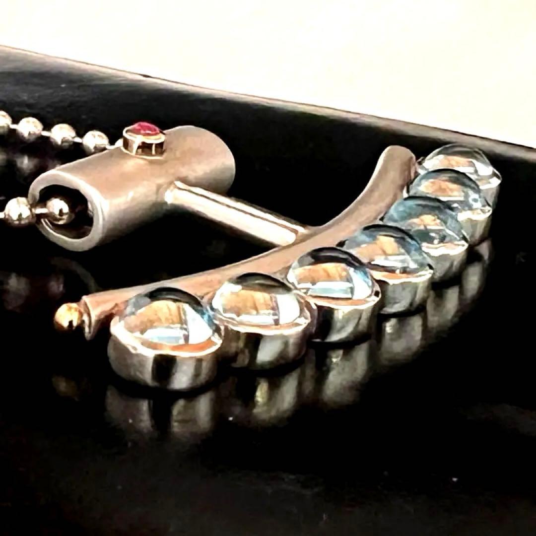 シルバー925 k18 ヴィンテージ ネックレス　ルビー　イタリア