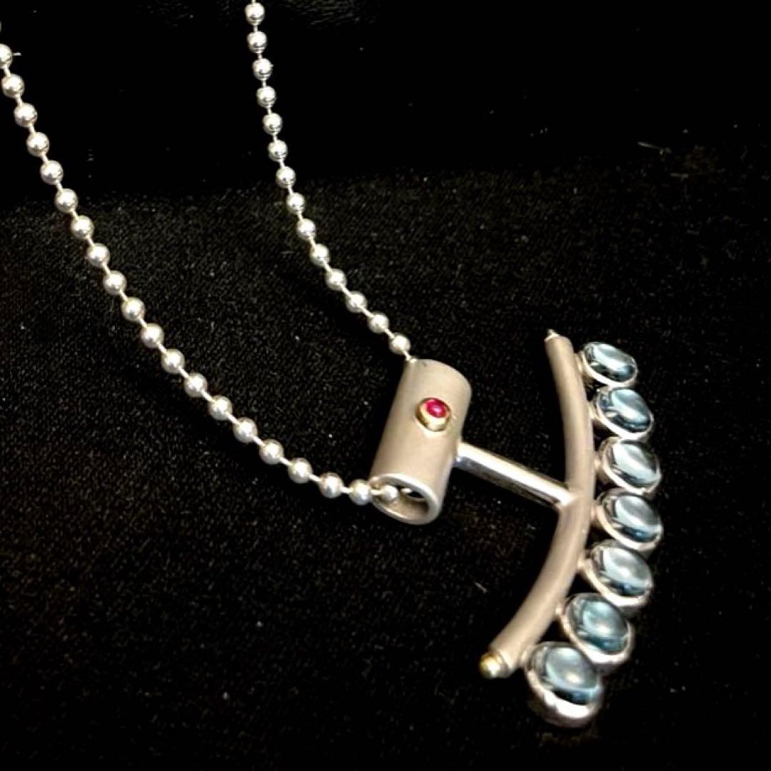 シルバー925 k18 ヴィンテージ ネックレス　ルビー　イタリア