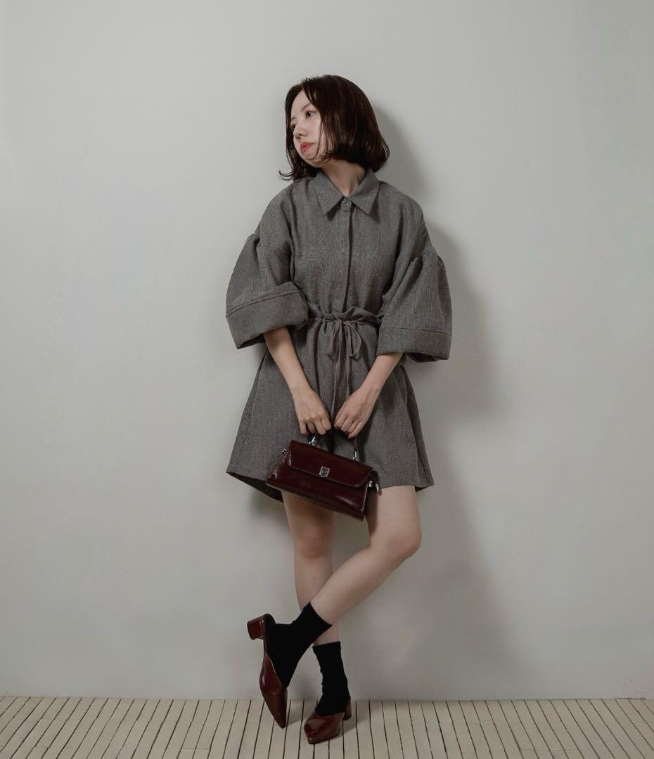 lawgy ボリュームスリーブウエストギャザーコンビネゾン