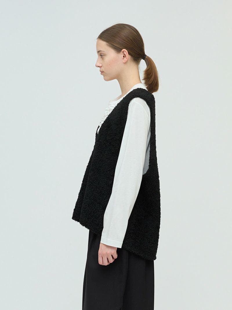 【新品タグ】mizuiro ind ミズイロインド 黒 へアリーVネックベスト