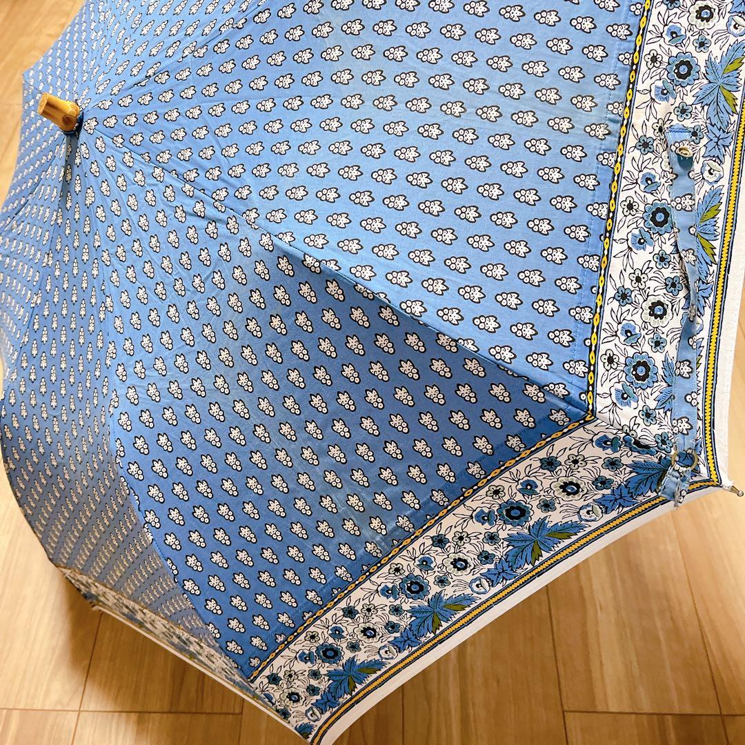 【美品】SOULEIADO 晴雨兼用 折りたたみ傘 ブルー 青