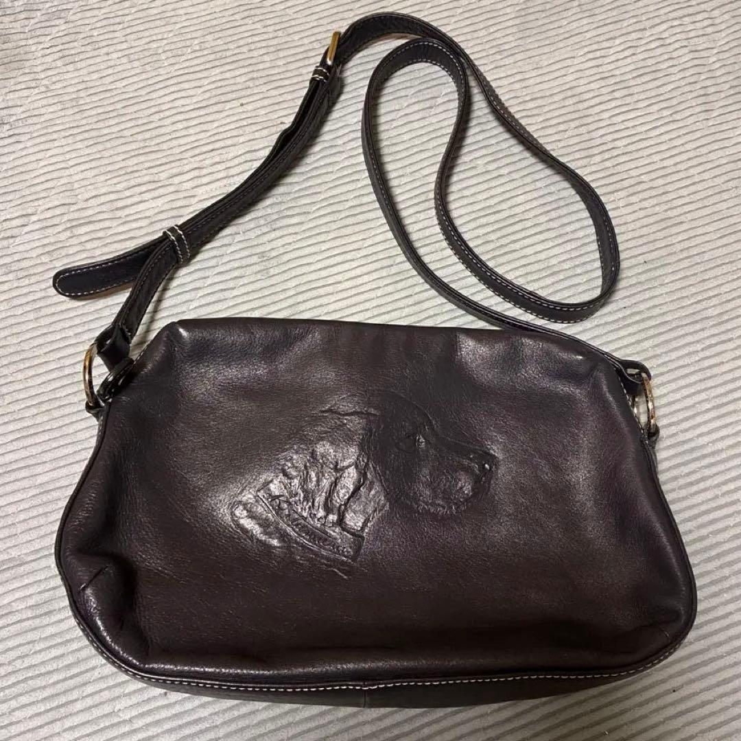 【美品】キタムラ♡犬の型押しショルダーバッグ、牛革
