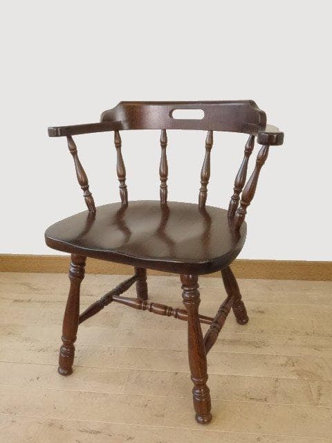 飛騨産業　キツツキ　穂高　アームチェアーA　イス　椅子　 木製　再塗装済ＵＳＥＤ