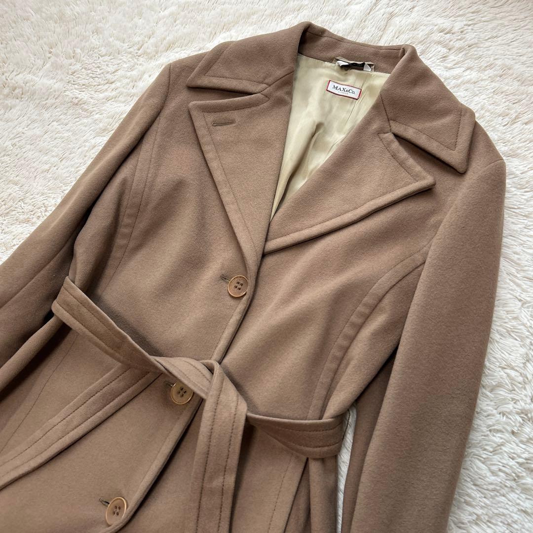 MAX&Co ウール100%ロングコート ベルト付き キャメル マックスマーラ系