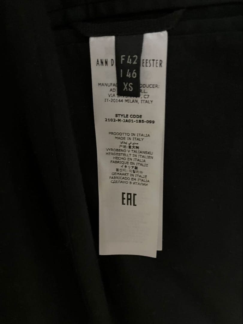 ジャケット・アウター ANN DEMEULEMEESTER ALEXANDER JACKET