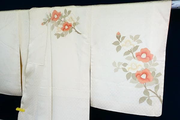 ★専用★未使用品 訪問着 オフホワイト 友禅 椿身丈161cm 裄丈66.5cm