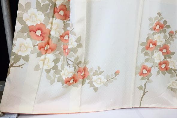 ★専用★未使用品 訪問着 オフホワイト 友禅 椿身丈161cm 裄丈66.5cm