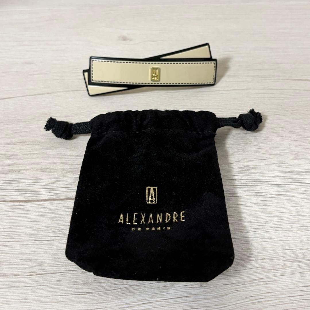 アレクサンドルドゥパリ　バレッタ　8cm マルチカラー　ベージュ　バイカラー