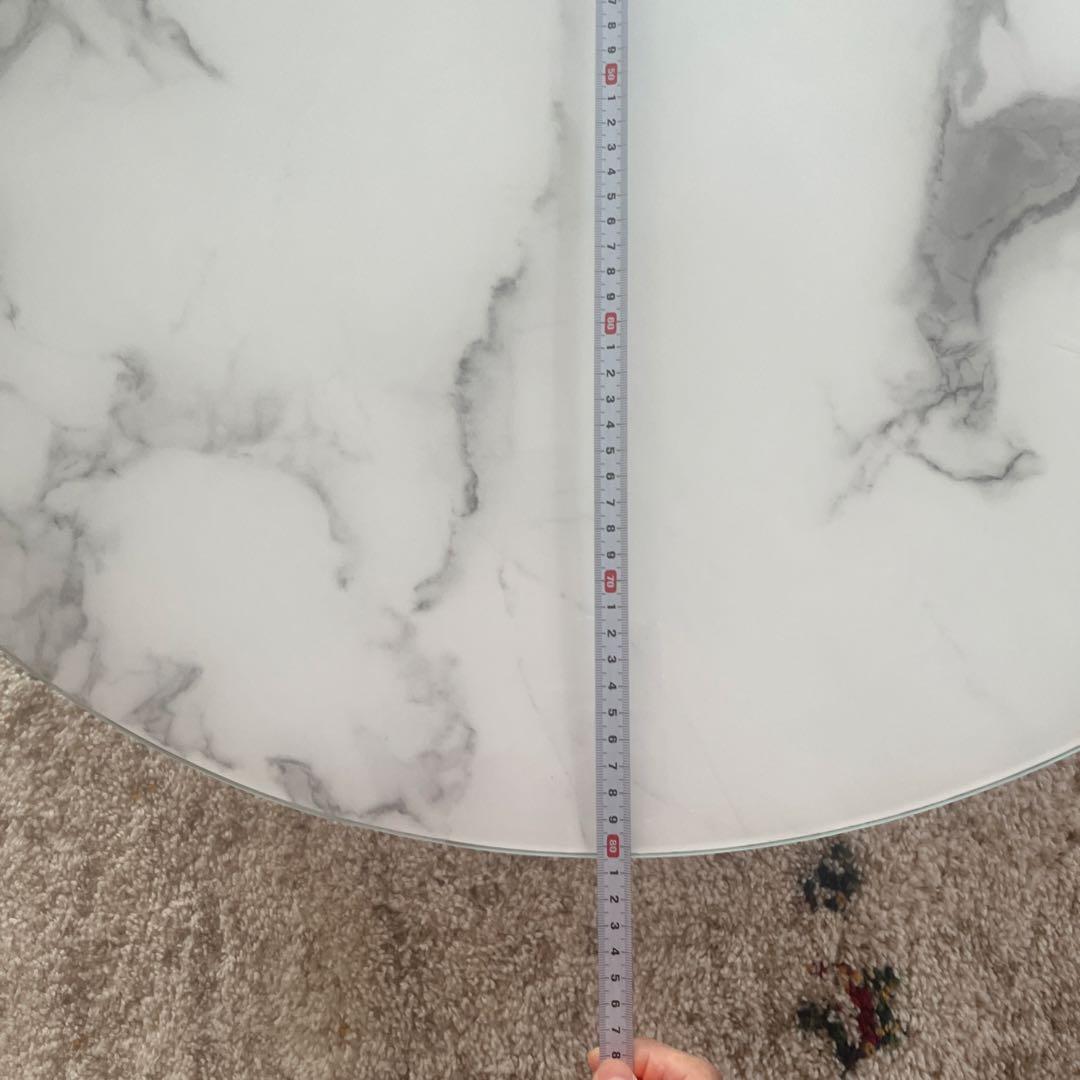 美品！円形大理石調二段テーブル 大理石模様とゴールドの脚ネストコーヒーテーブル