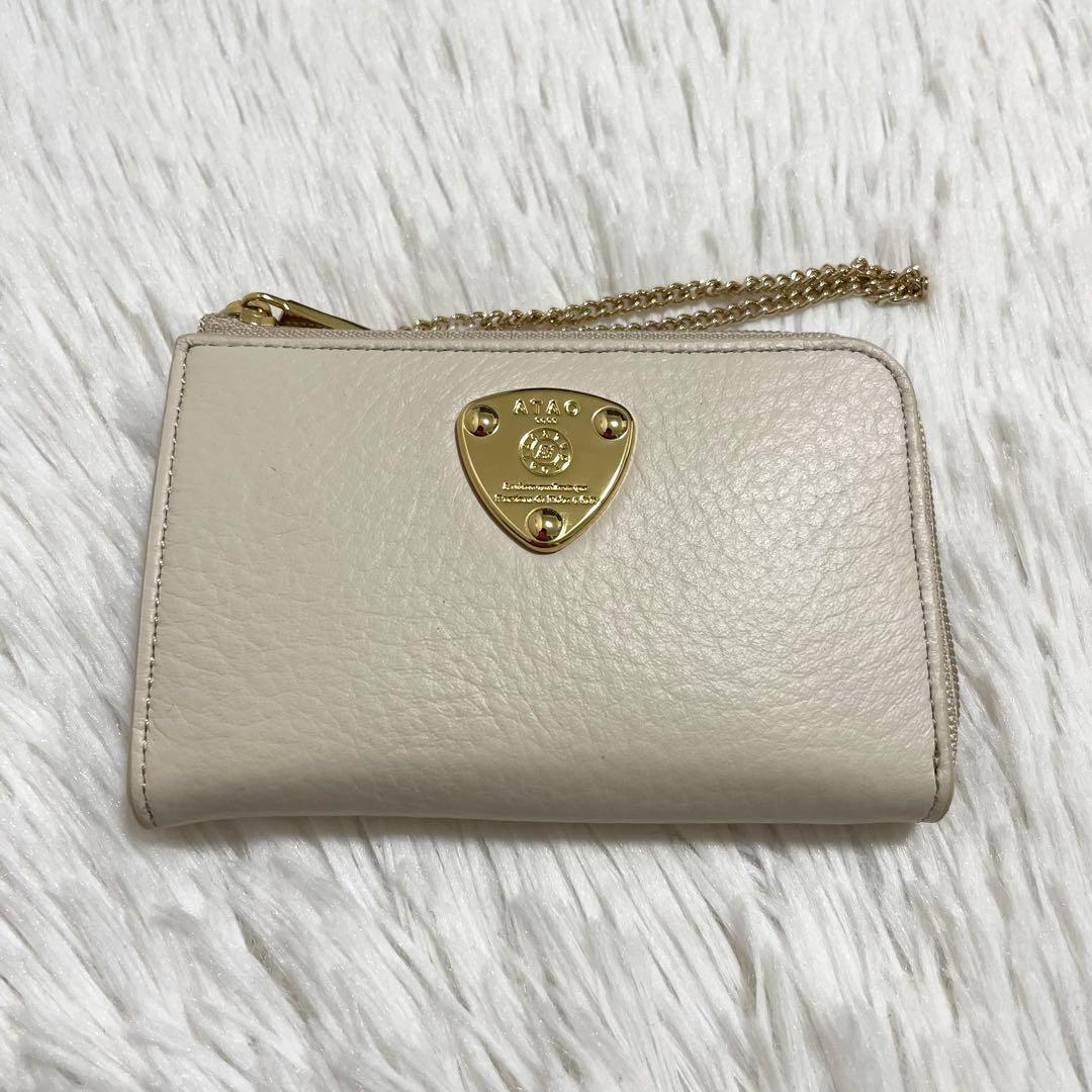 【未使用】アタオ　キーケース　ケース　ベル　3連　ピンクベージュ　レザー