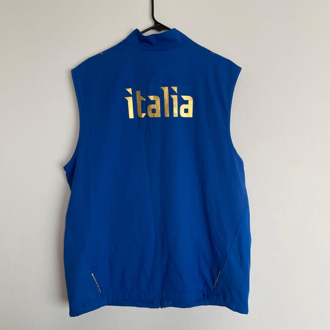 新品 PUMA 公式 イタリア代表 フルジップベスト 青 M メッシュ サッカー