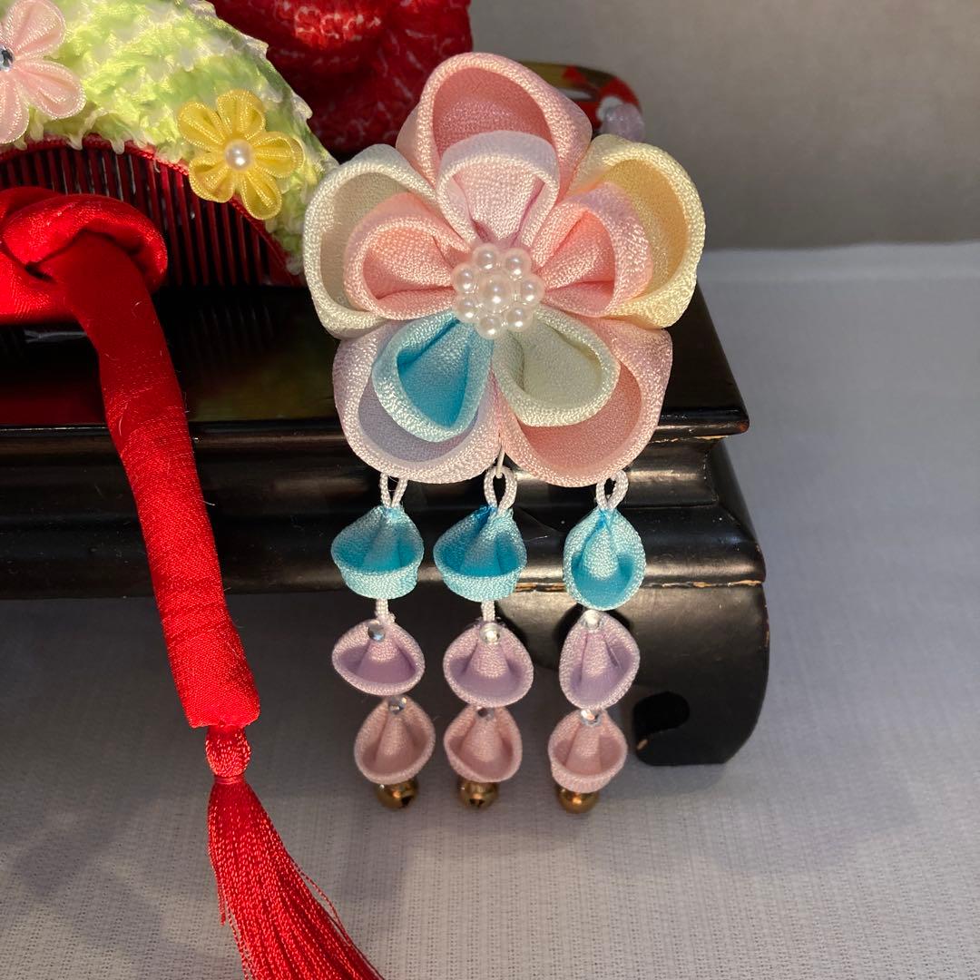 専用　七五三　小さめさん対応　夢色花櫛揃え　花簪　ビラ簪　Uピン簪　後挿し