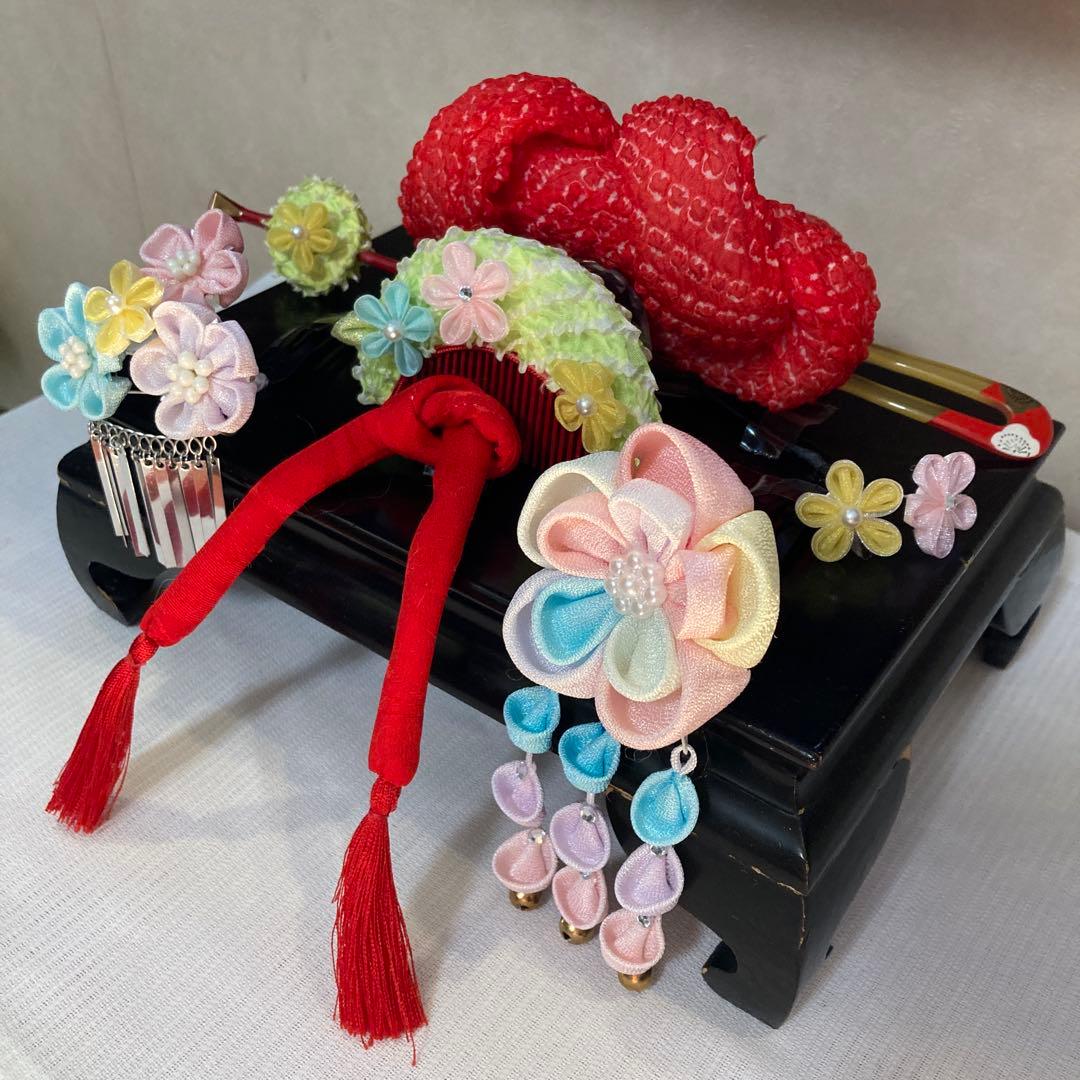 専用　七五三　小さめさん対応　夢色花櫛揃え　花簪　ビラ簪　Uピン簪　後挿し