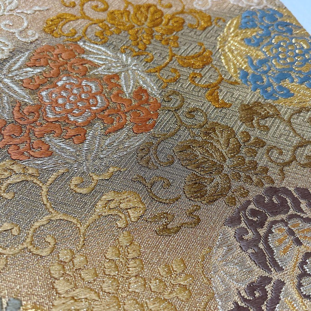 誉田屋源兵衛　袋帯　純金　有職花唐草文　西陣織　正絹　金銀糸　帯屋源兵衛　逸品