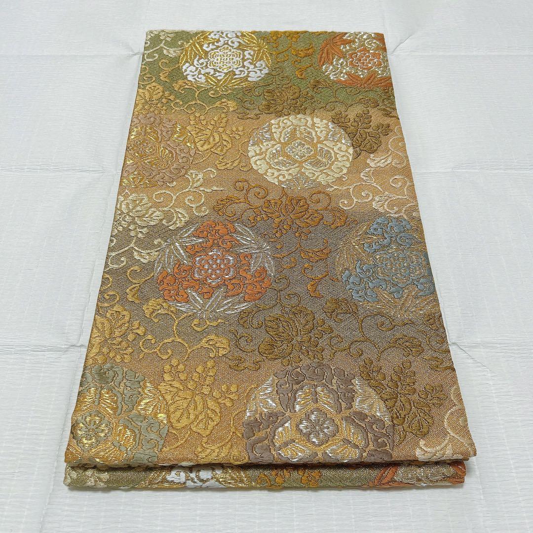 誉田屋源兵衛　袋帯　純金　有職花唐草文　西陣織　正絹　金銀糸　帯屋源兵衛　逸品