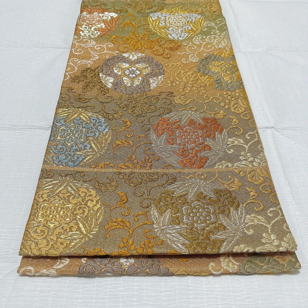 誉田屋源兵衛　袋帯　純金　有職花唐草文　西陣織　正絹　金銀糸　帯屋源兵衛　逸品