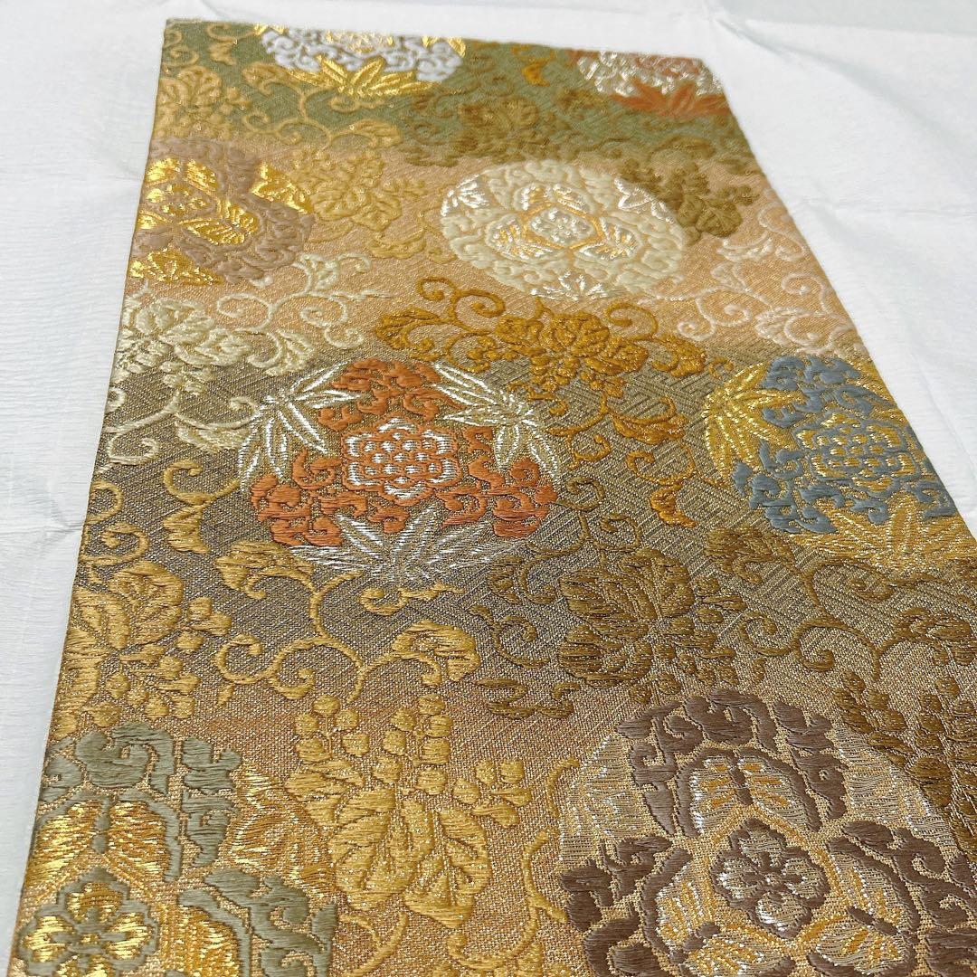 誉田屋源兵衛　袋帯　純金　有職花唐草文　西陣織　正絹　金銀糸　帯屋源兵衛　逸品