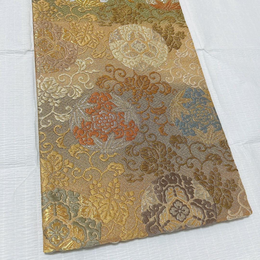 誉田屋源兵衛　袋帯　純金　有職花唐草文　西陣織　正絹　金銀糸　帯屋源兵衛　逸品