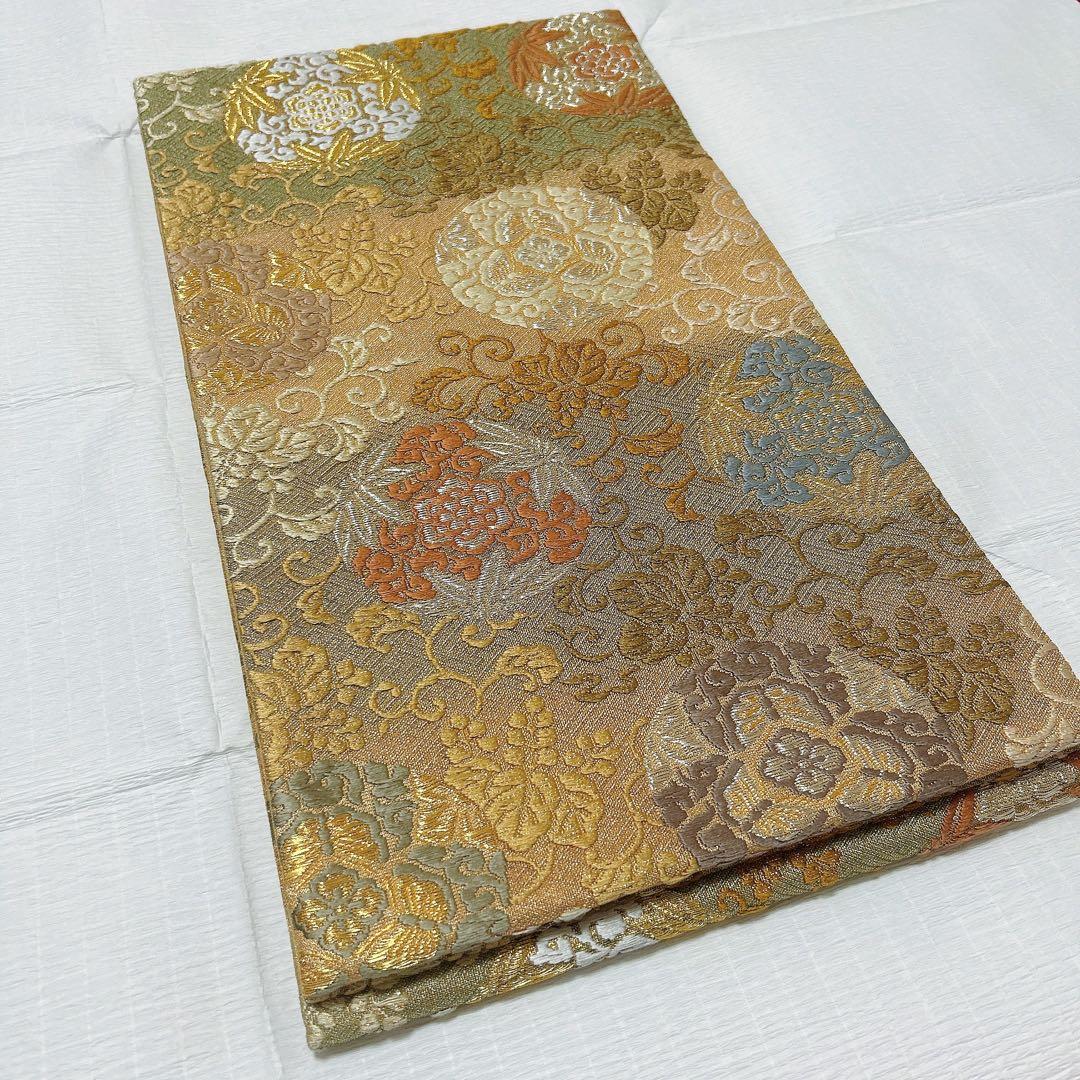 誉田屋源兵衛　袋帯　純金　有職花唐草文　西陣織　正絹　金銀糸　帯屋源兵衛　逸品