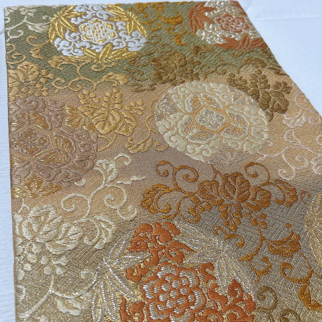 誉田屋源兵衛　袋帯　純金　有職花唐草文　西陣織　正絹　金銀糸　帯屋源兵衛　逸品