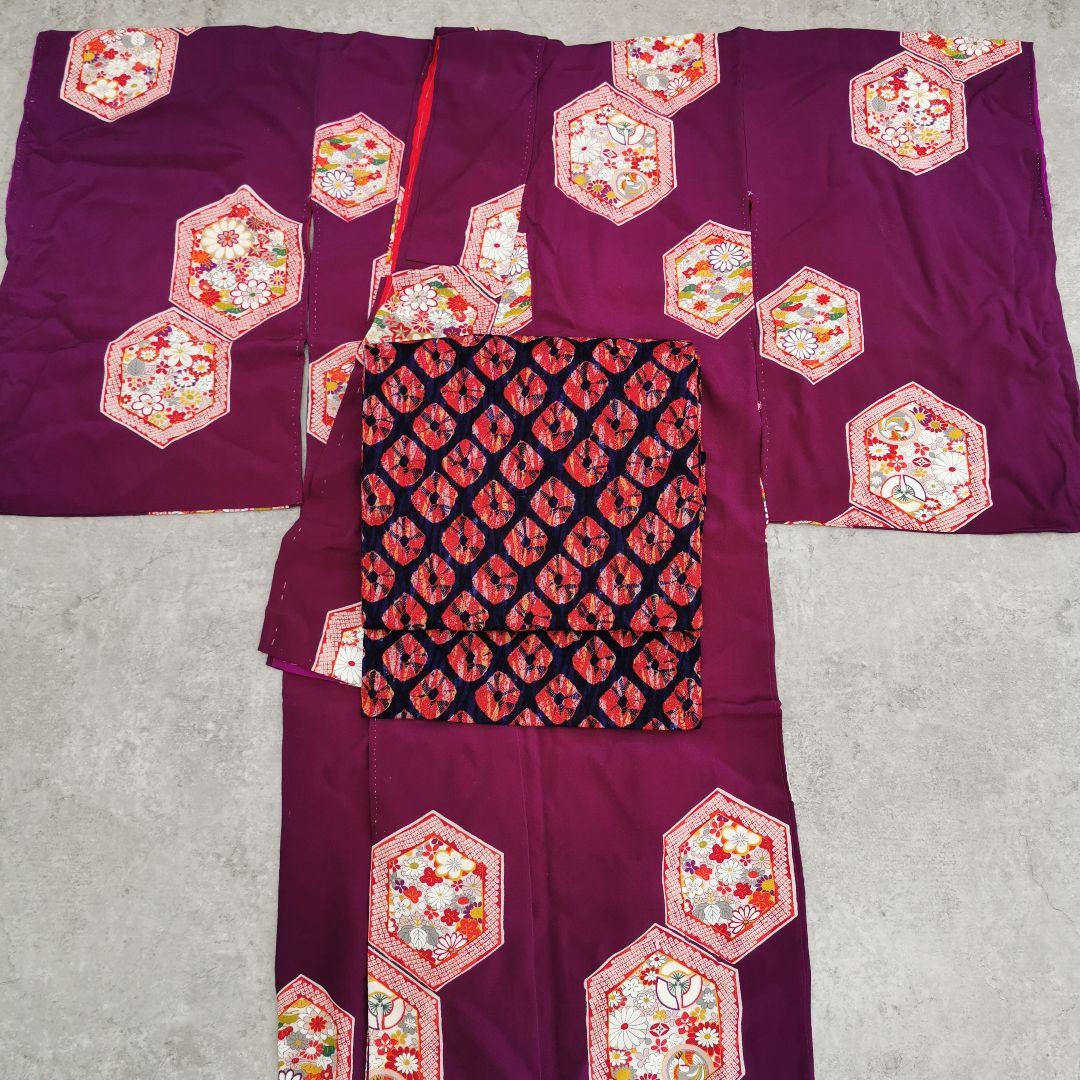 【ポンポンつき帯締めプレゼント】貴重な 手蜘蛛絞り 紬 九寸名古屋帯