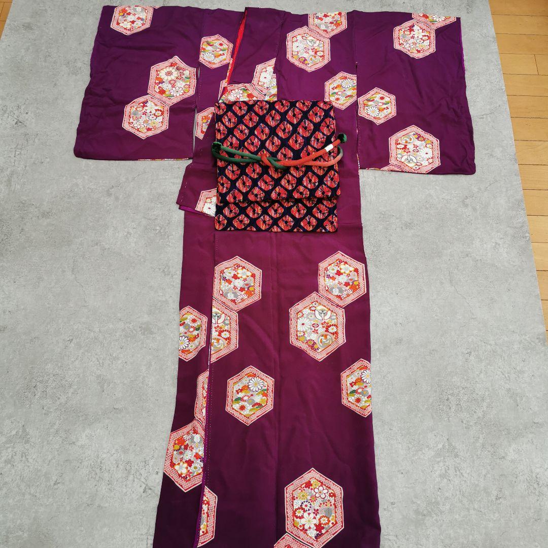 【ポンポンつき帯締めプレゼント】貴重な 手蜘蛛絞り 紬 九寸名古屋帯