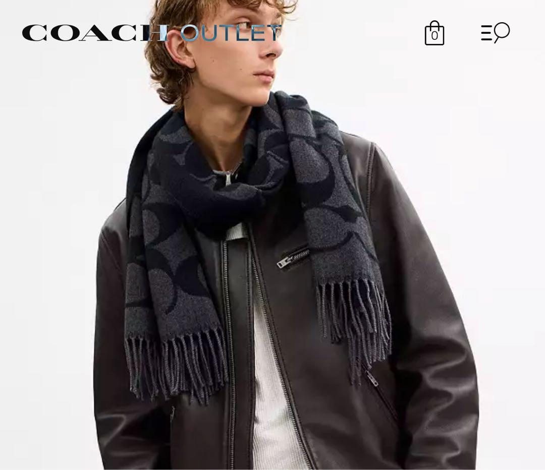 Coach コーチ　シグネチャー オーバーサイズド マフラー男女兼用