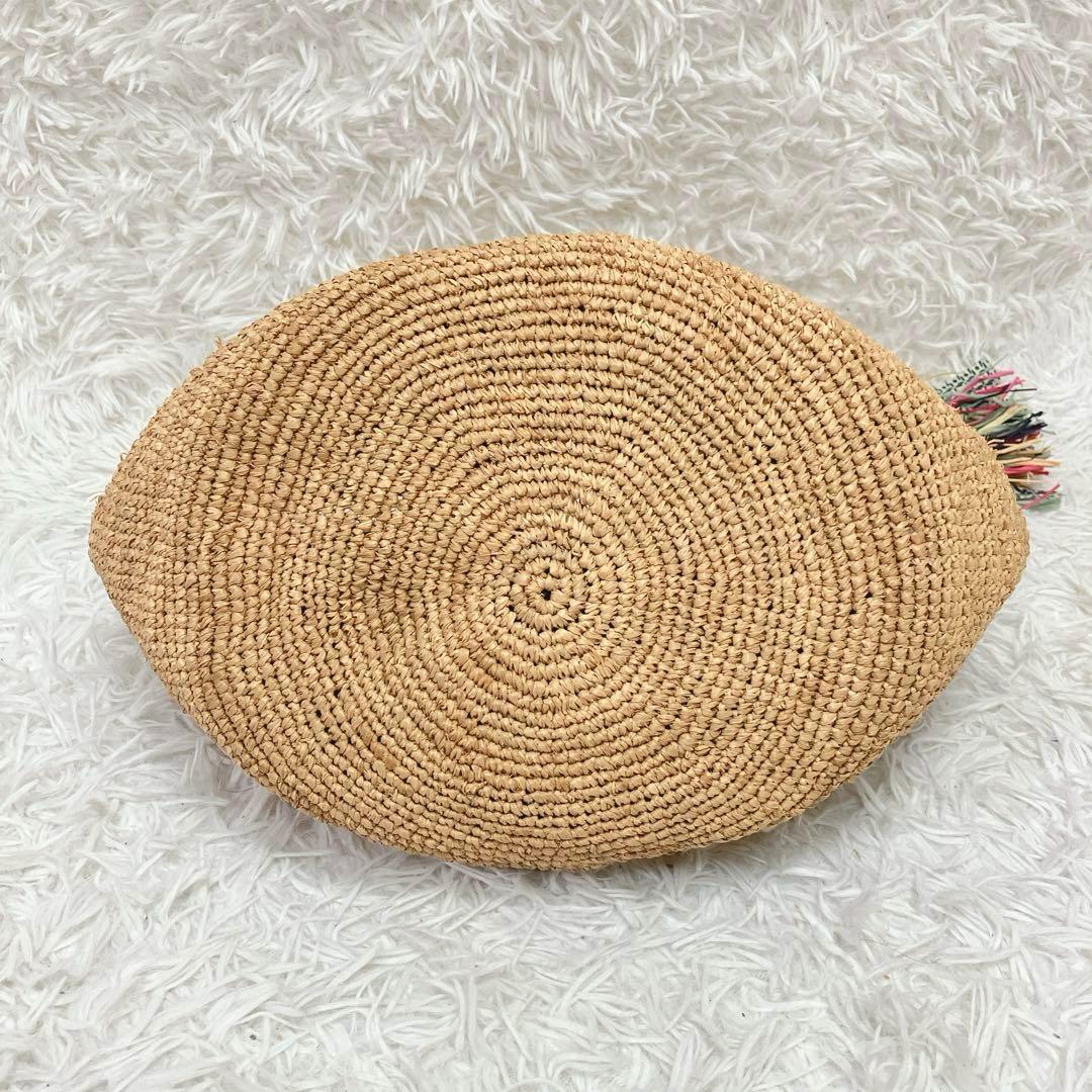 サンアルシデ　かごバッグ　ラフィアバッグ　タッセル付き　自立します　カラフル