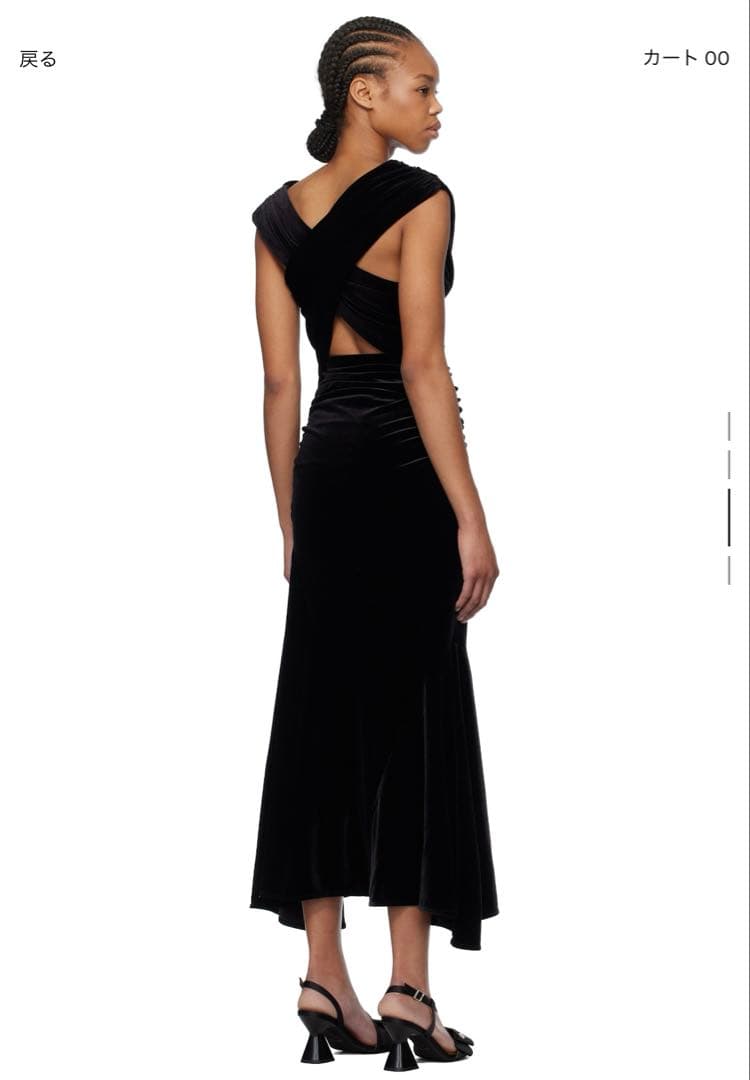 K*a様 GANNI ブラックベルベットルーシュマキシドレス